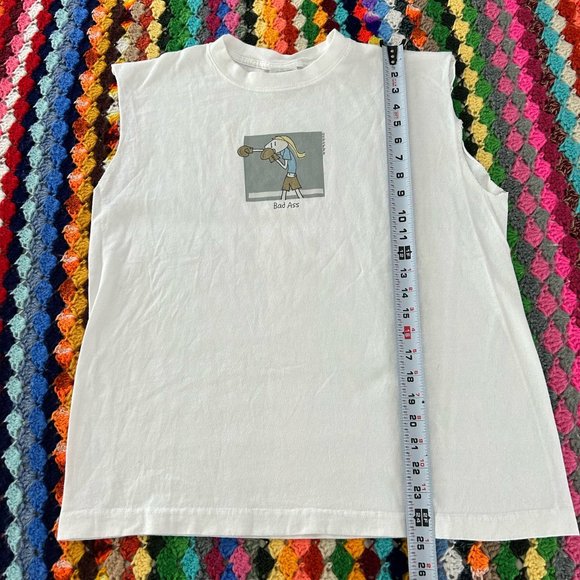 Vintage Y2K 2000 Bad Ass Be As You Are Cutoff Sleeveless Tee Tank Boxing… - Picture 11 of 13